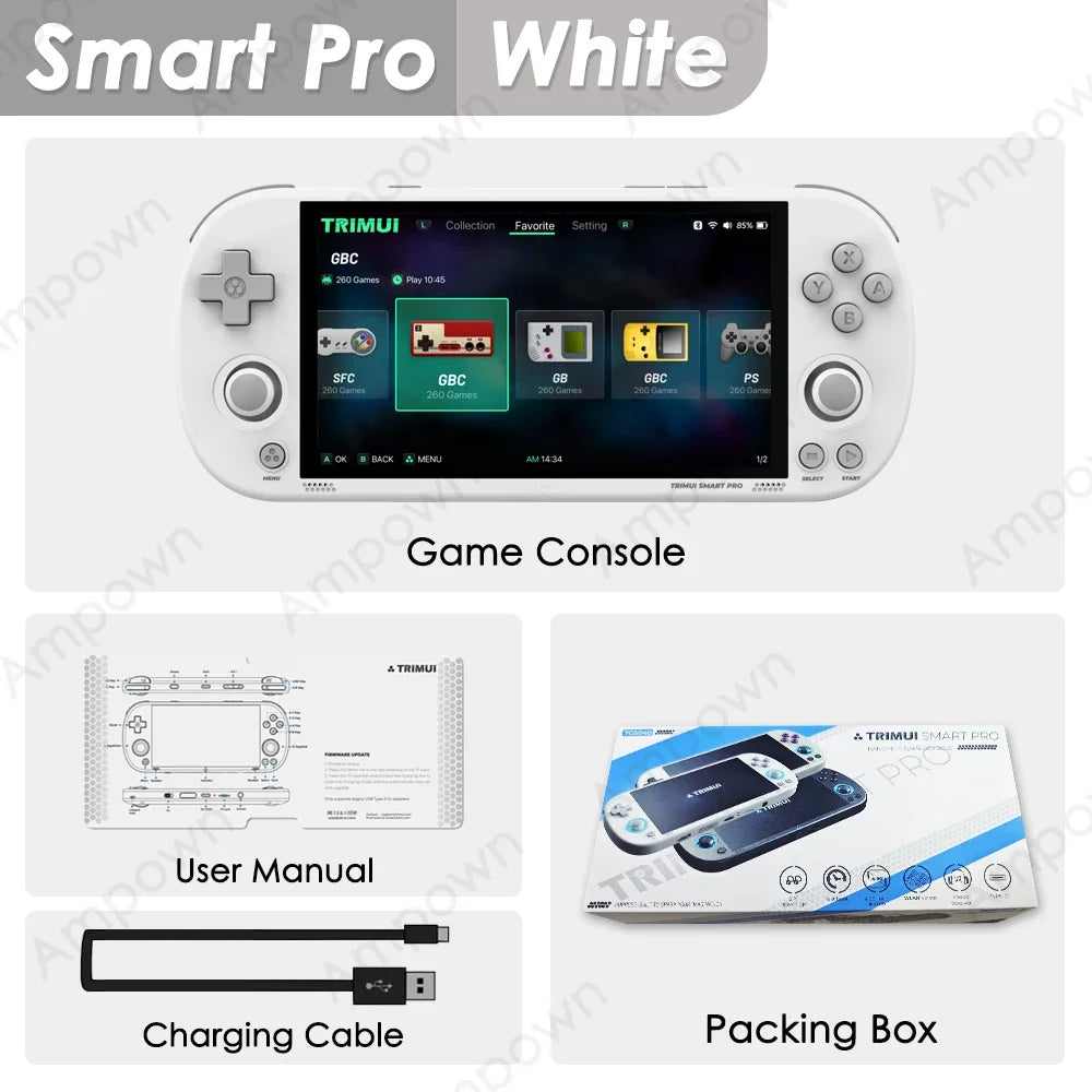 Smart Pro Handheld Game Console 4.96'' IPS Screen Linux System Joystick RGB Lighting  Retro Video Game Console Gift