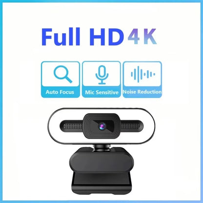 Portable Full HD 1080P 2K 4K Webcam PC Laptop Auto Focus Webcam Live Streaming Flexible with Microphone Live Broadcast Withlight