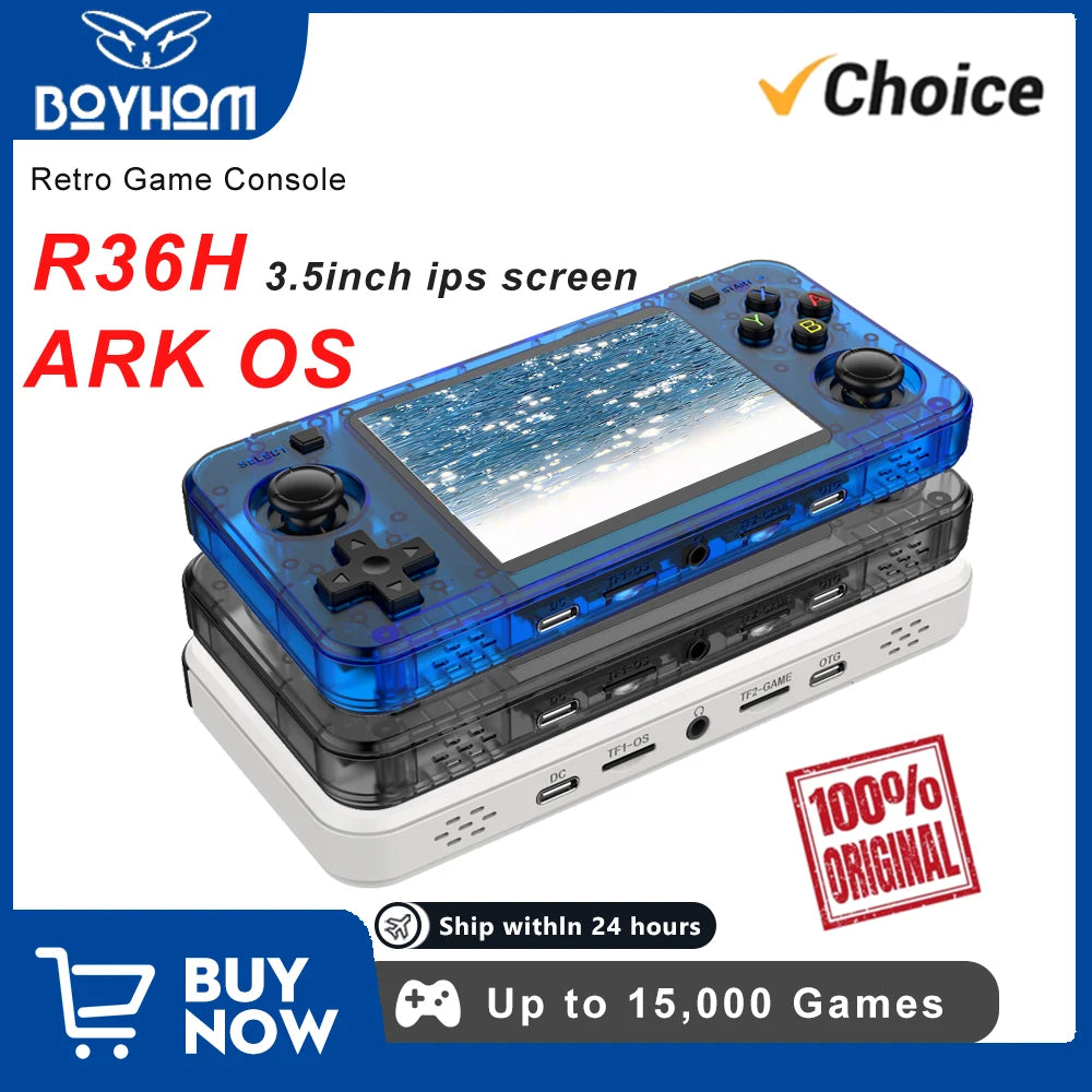R36H Dual-Ram & Genuine Linux ARKOS Retro Handheld Classic Game Consoles 3.5 Inch IPS Screen Portable Video Player