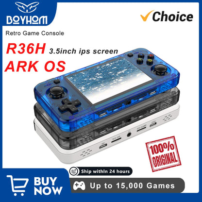 R36H Dual-Ram & Genuine Linux ARKOS Retro Handheld Classic Game Consoles 3.5 Inch IPS Screen Portable Video Player