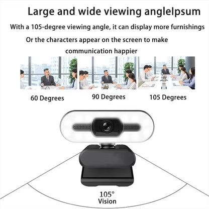 Portable Full HD 1080P 2K 4K Webcam PC Laptop Auto Focus Webcam Live Streaming Flexible with Microphone Live Broadcast Withlight